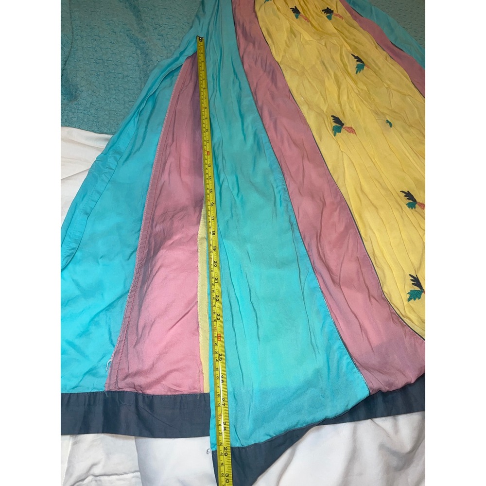 Vintage Cotton Embroidery Color Block Hippie Festival Boho Dress - Picture 5 of 9